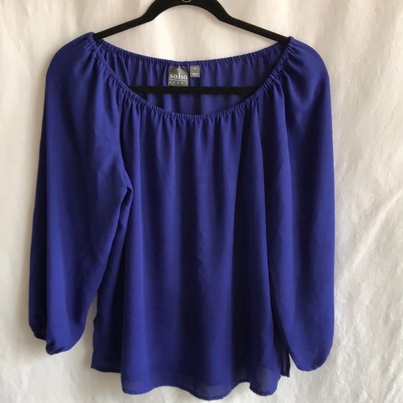New York & Co. Soho Jeans royal blue Boho top, size XS - Picture 1 of 9